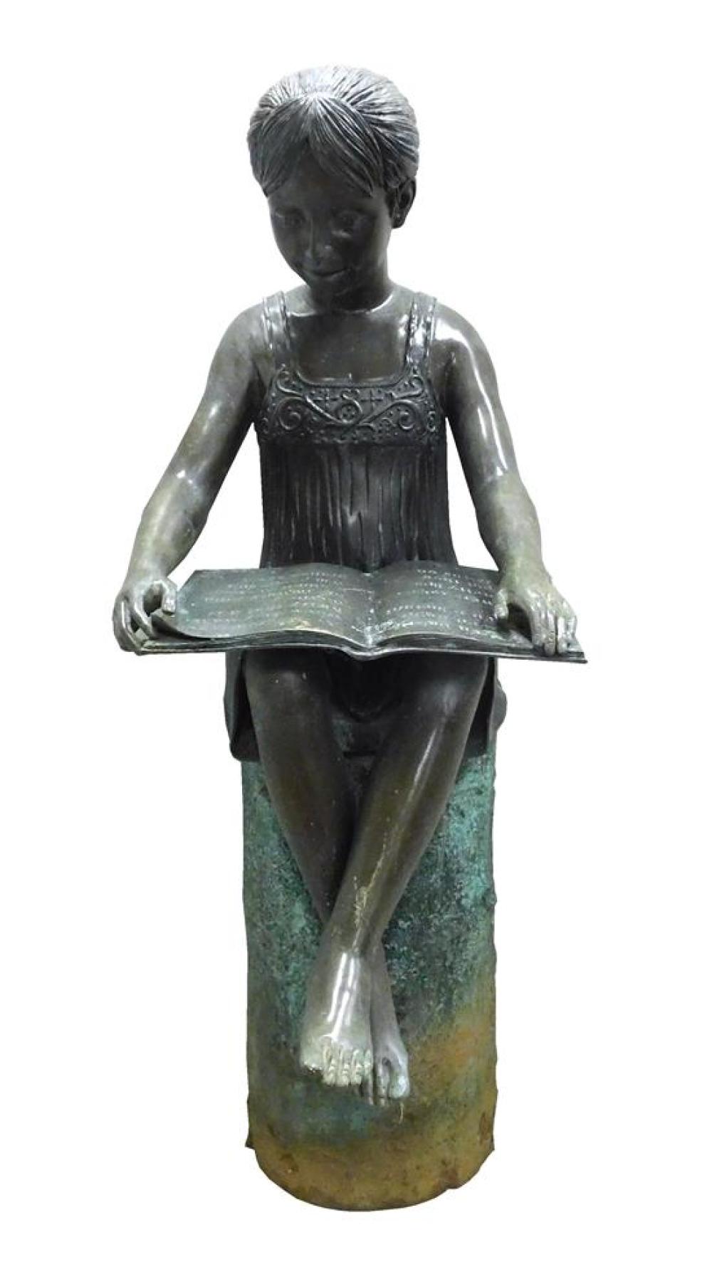 Appraisal: GARDEN Leonardo Rossi th C bronze sculpture of young girl