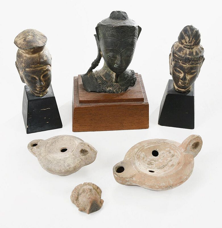 Appraisal: Six Terracotta and Bronze Figures and Objects age unknown two