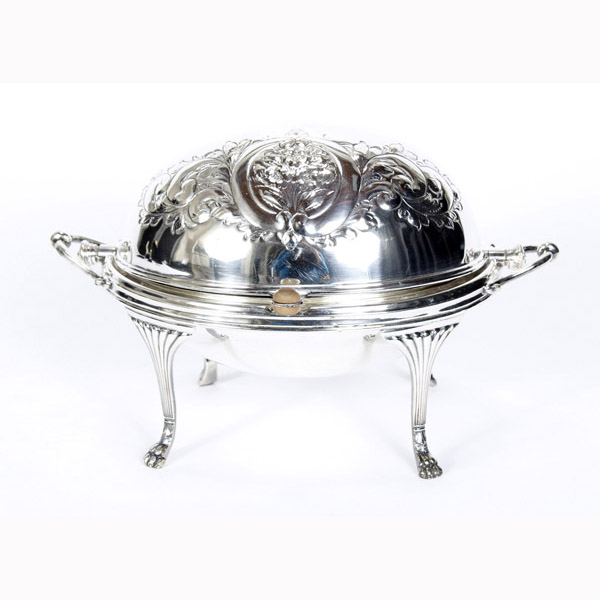 Appraisal: Old Sheffield silverplate bacon warmer server T J Creswick H