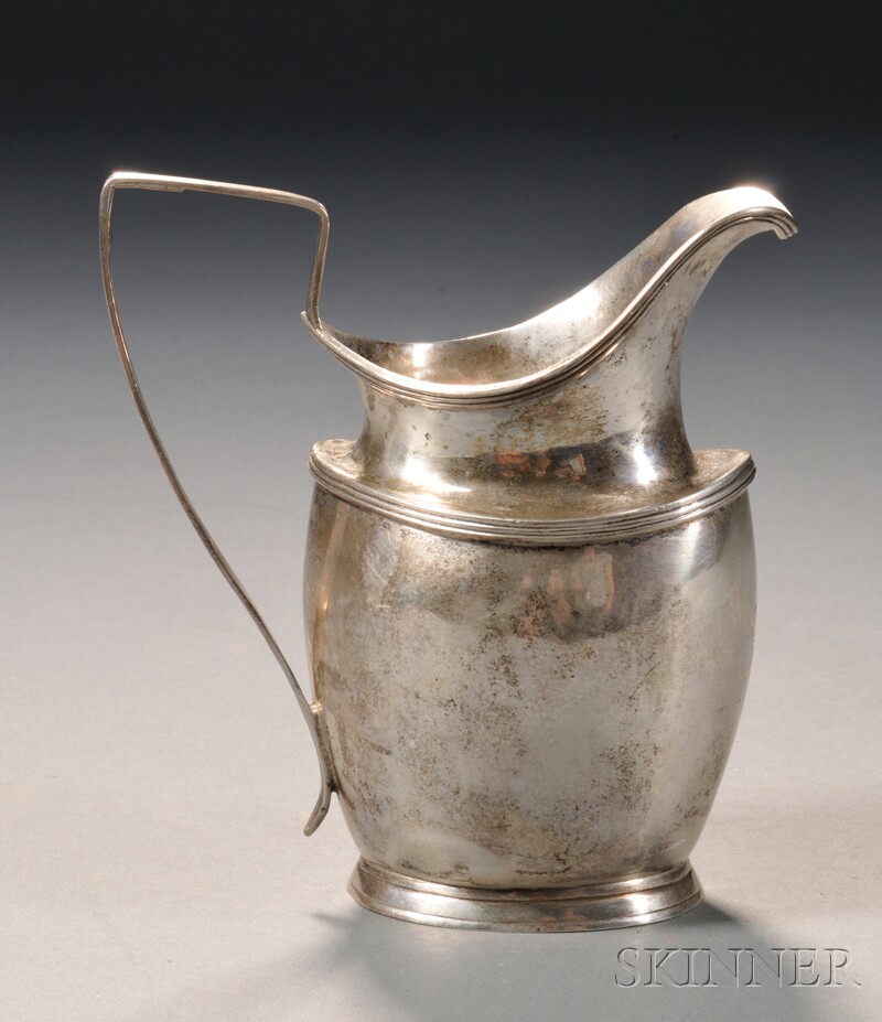 Appraisal: Boston Maker Silver Cream Jug Robert Evans - oval form