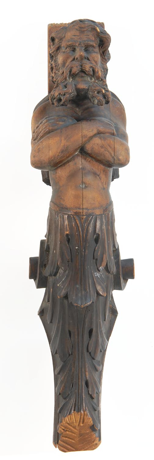 Appraisal: CARVED WOODEN FIGURE OF A BEARDED MAN Late th Early