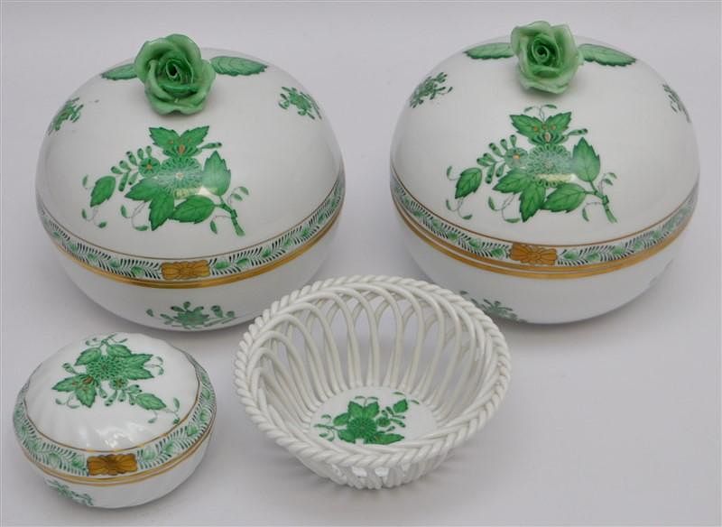 Appraisal: pc HEREND CHINESE BOUQUET APPONYI GREEN Piece Herend Porcelain Chinese