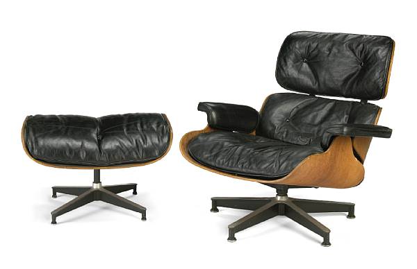 Appraisal: A Charles and Ray Eames rosewood and leather lounge chair