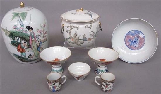 Appraisal: GROUP LOT ORIENTAL PORCELAINS Seven pcs including a ginger jar