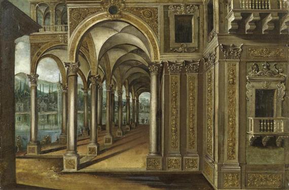 Appraisal: Follower of VRIES PAUL VREDEMAN DE Antwerp - Palace architecture