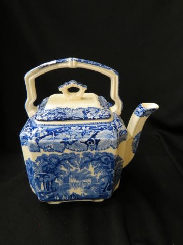 Appraisal: Mason's Vista Ironstone Tea Kettle blue excellent