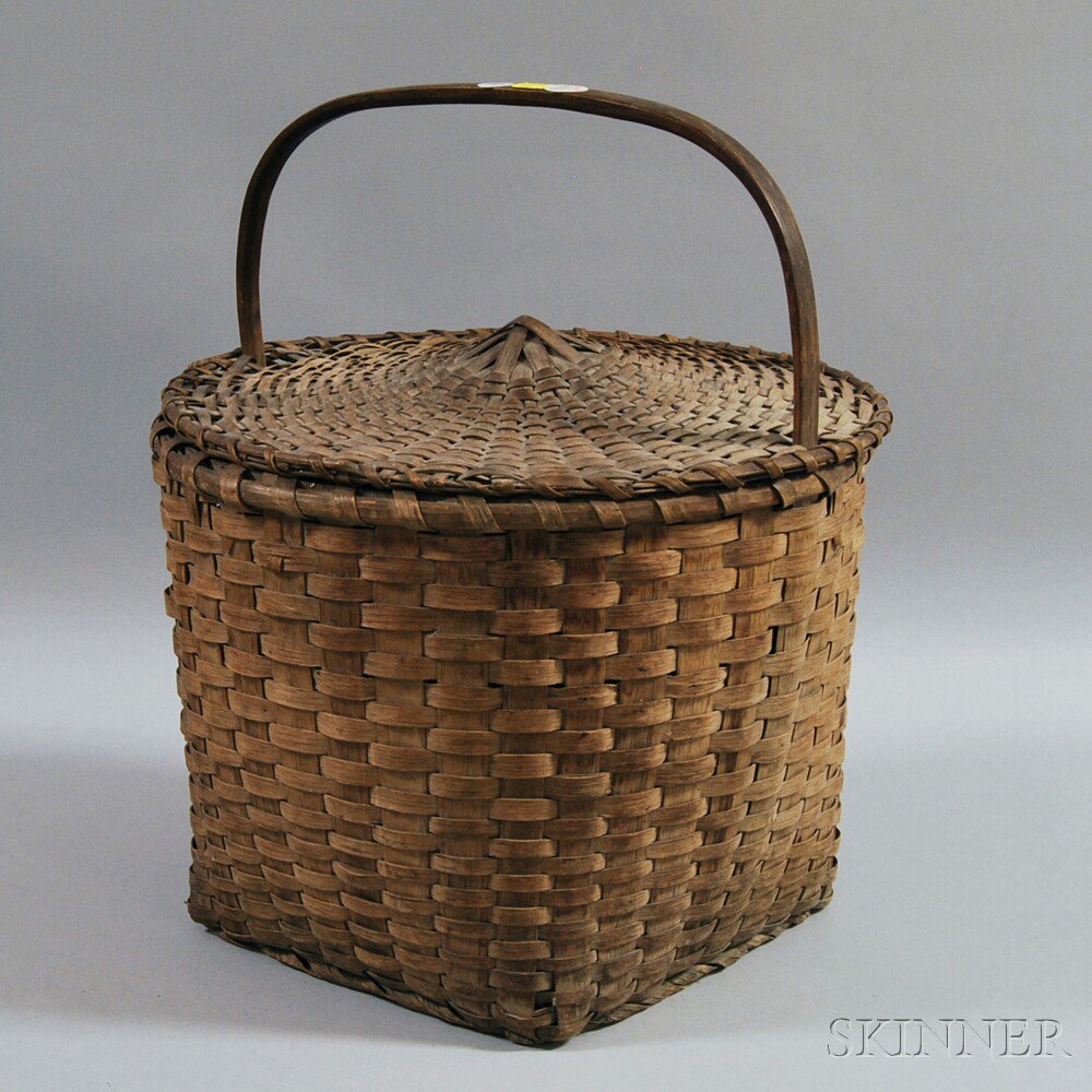 Appraisal: Woven Splint Covered Basket th th century ht dia in