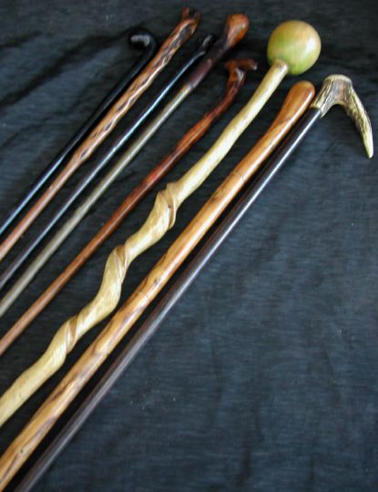 Appraisal: Group of Eight Folk Art Walking Sticks early th century