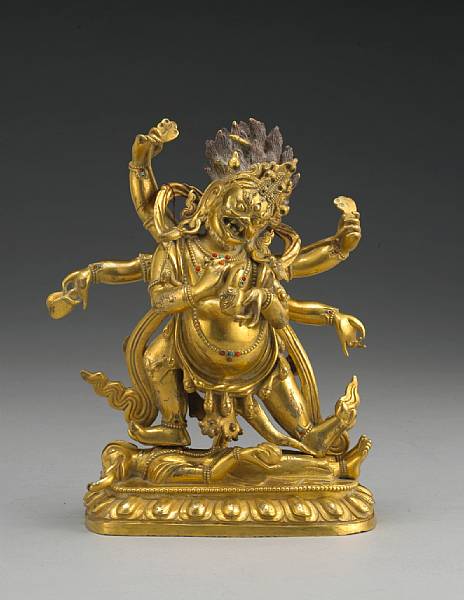 Appraisal: A fine Sino-Tibetan gilt bronze figure of Mahakala th Century