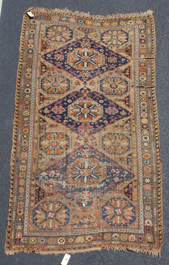 Appraisal: Turkish flat weave carpet holes and wear x