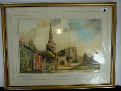 Appraisal: Signed Water Colour of Asbury Church