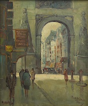 Appraisal: Marinelli Italian th Century Rue St Denis Paris Oil on