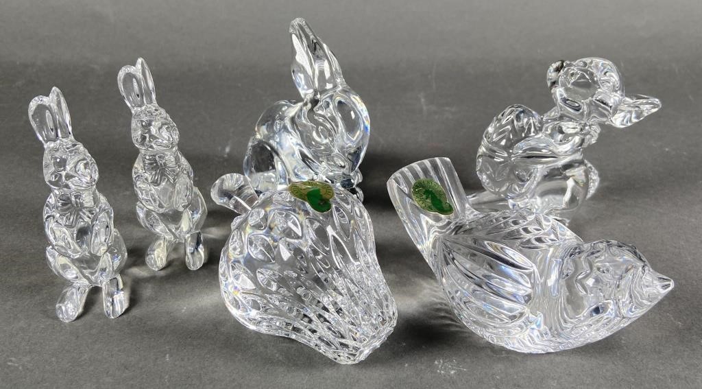 Appraisal: Six vintage Waterford crystal figurines four rabbits a bird and