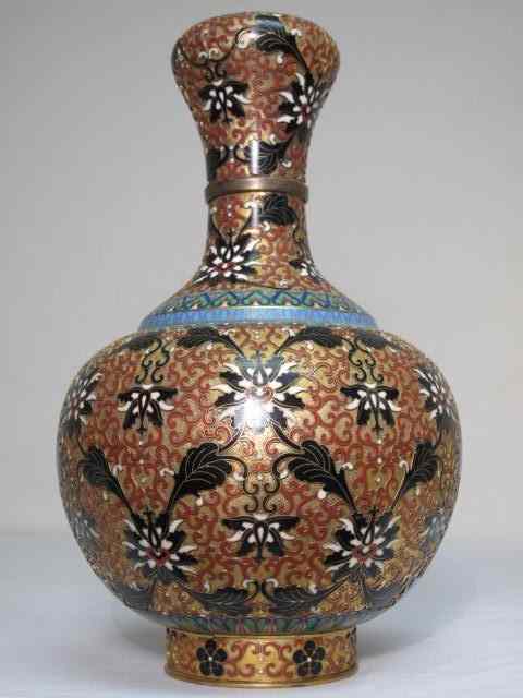 Appraisal: Chinese cloisonne vase Colors of blue green black red gold