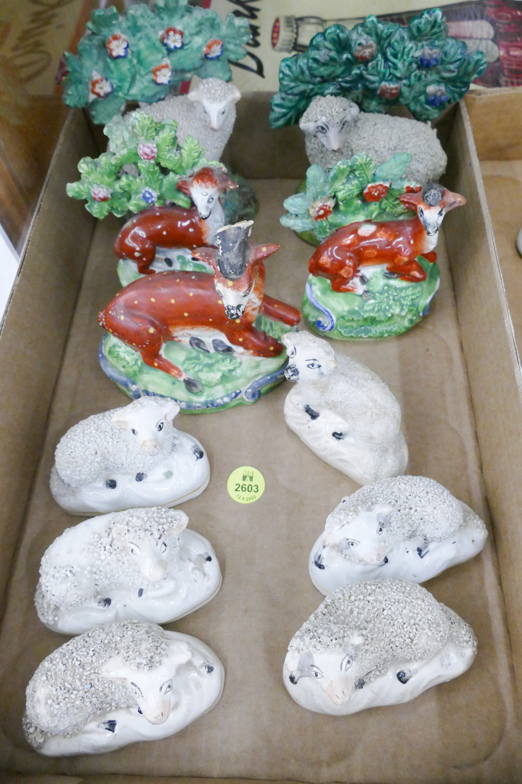 Appraisal: Box pc Antique Staffordshire Sheep Deer Small Figures