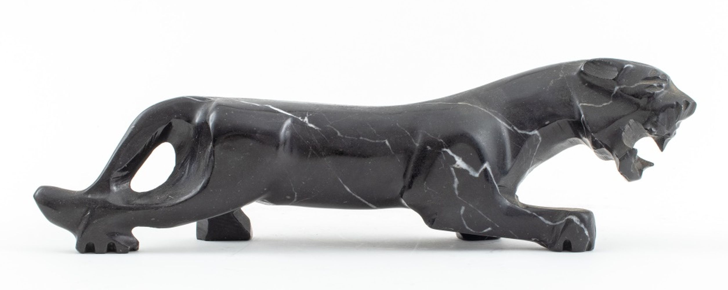 Appraisal: ART DECO PANTHER BLACK MARBLE SCULPTURE Art Deco panther black