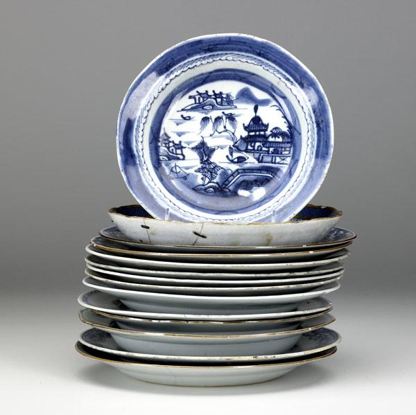 Appraisal: CHINESE EXPORT Approx thirty blue and white plates late th