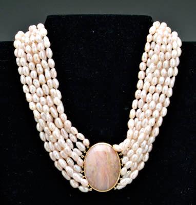 Appraisal: Tiffany fresh water pearl necklace ten strands of pink rice