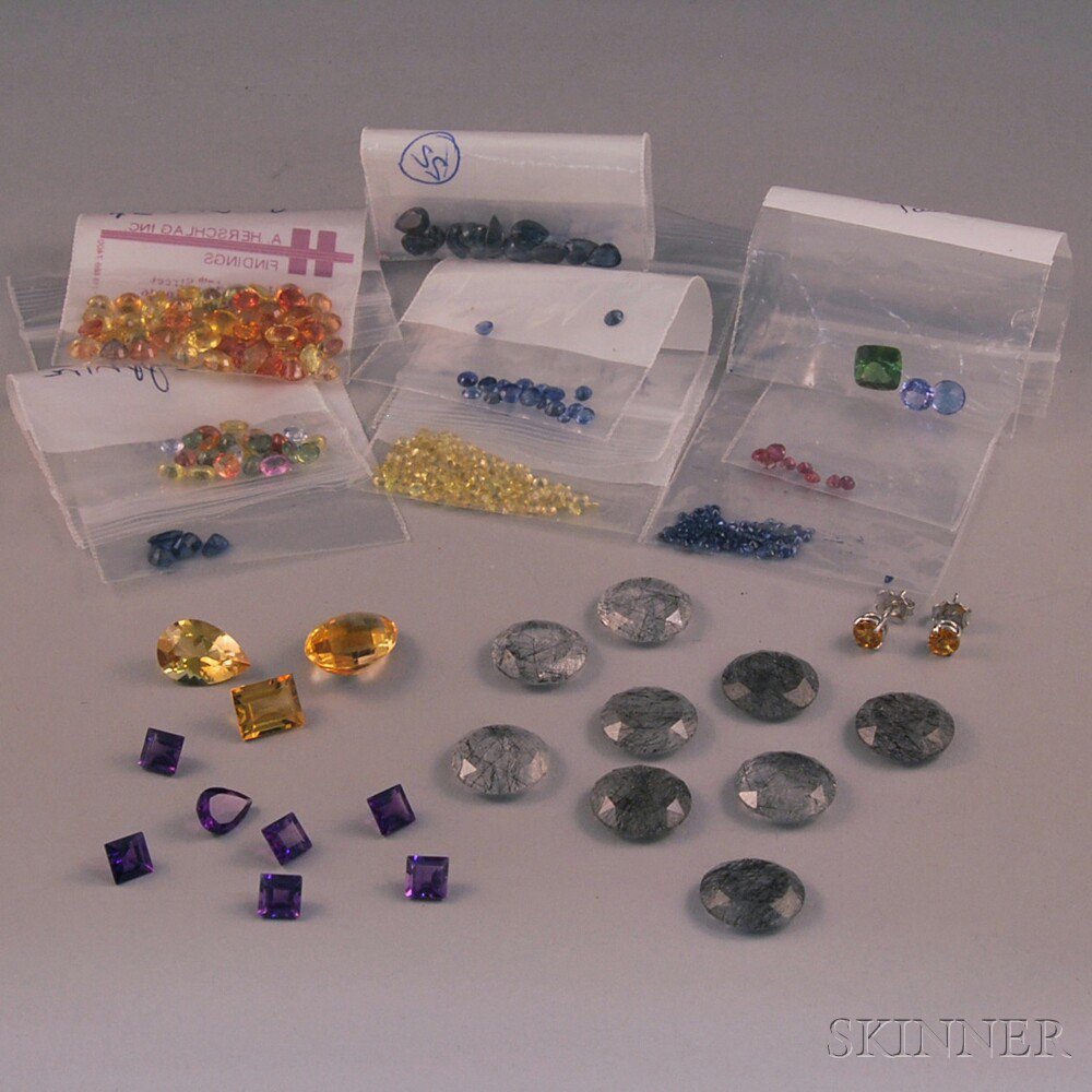 Appraisal: Group of Unmounted Stones assorted sizes and cuts including rutilated