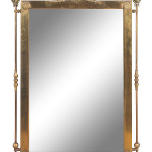 Appraisal: A Neoclassical Style Brass Mirror Early th Century Height x