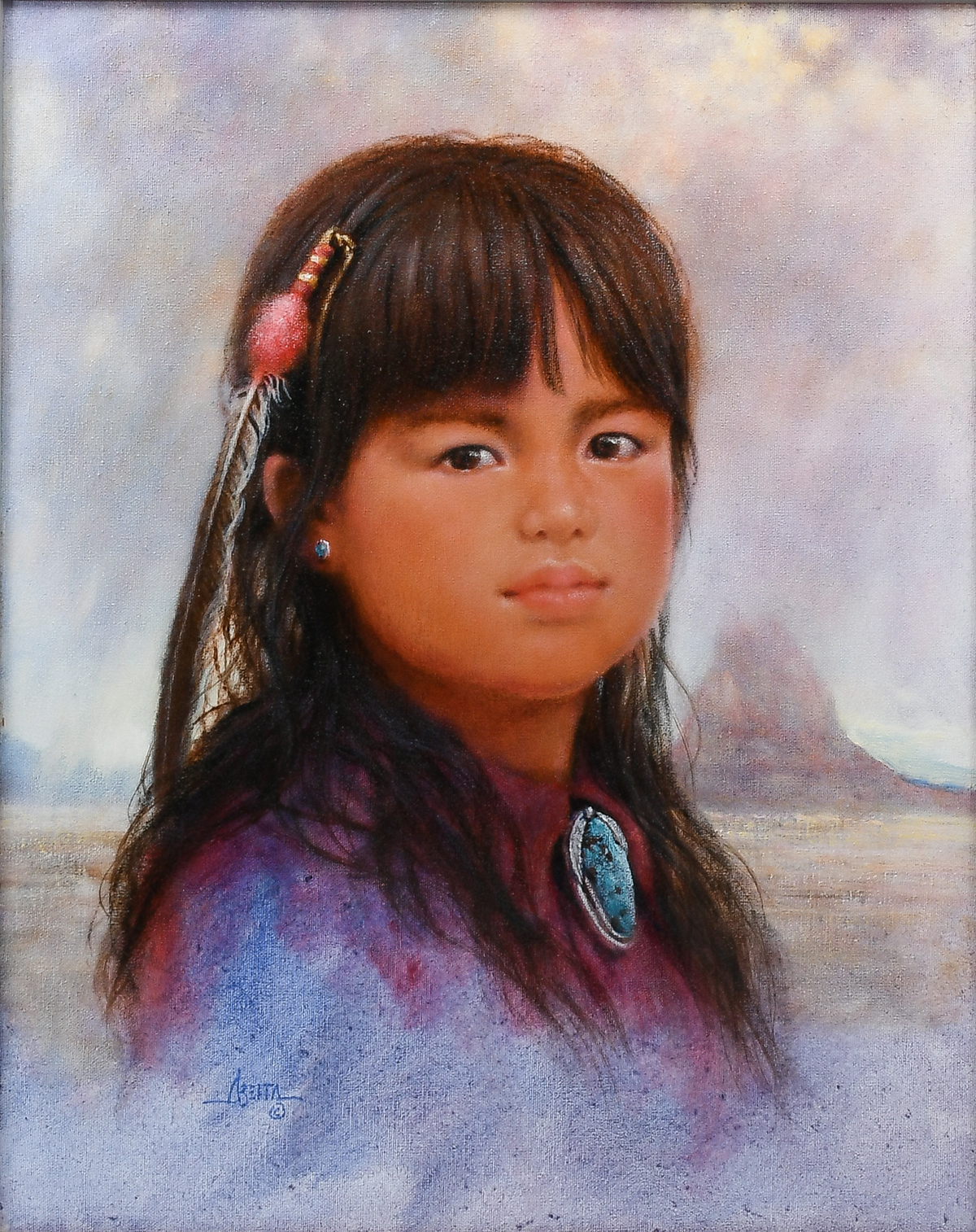 Appraisal: ABEITA Jim American b Portrait Painting of a Young Native