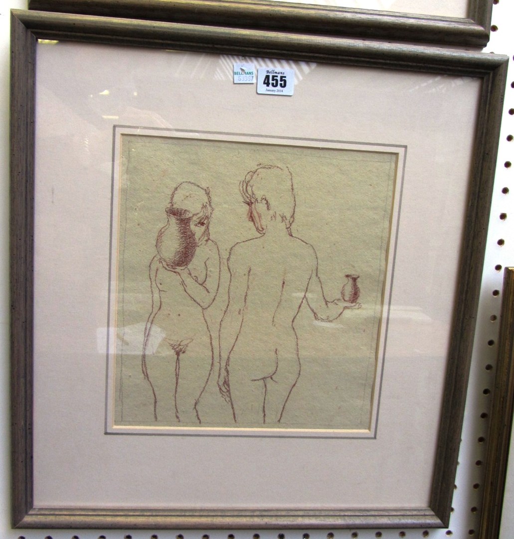 Appraisal: Harry Holland b Figure studies two chalks the larger cm