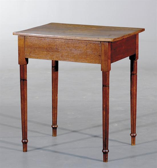 Appraisal: Country Sheraton walnut work table th century rectangular top on