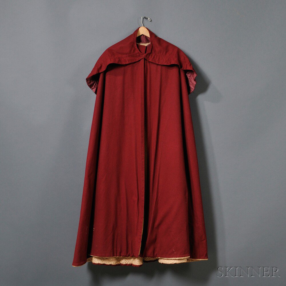 Appraisal: Shaker Burgundy Red Wool Cape probably early th century machine-stitched