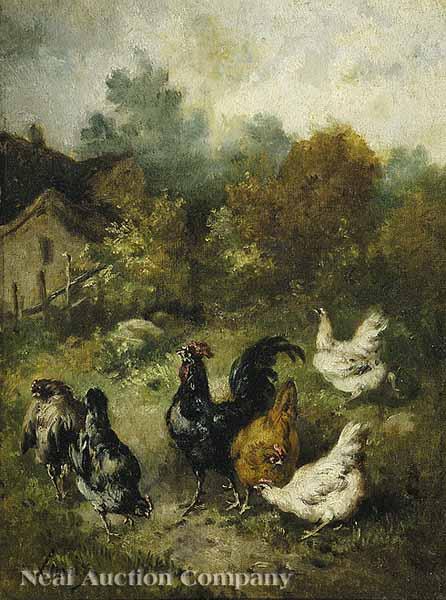 Appraisal: Continental School late th early th c Barnyard Fowl oil