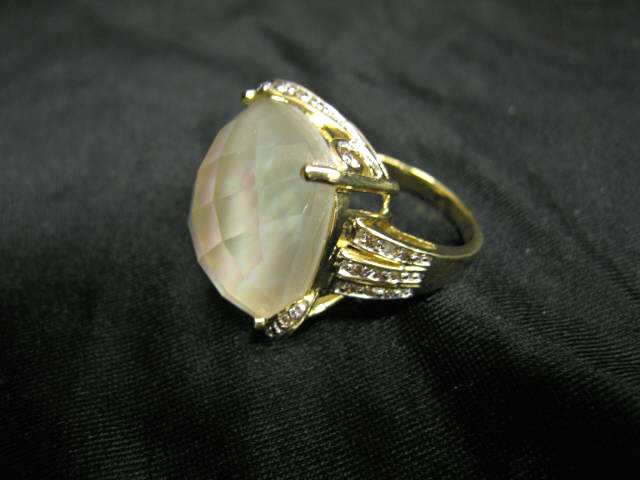 Appraisal: Diamond Quartz Mother-of-Pearl Ring stunning mixture k yellow gold with