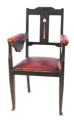 Appraisal: An Arts Crafts stained pine elbow chair the pierced tulip