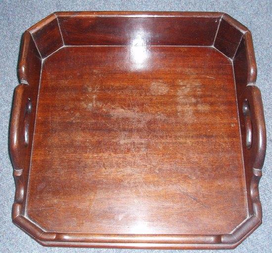 Appraisal: A Georgian style mahogany tray of canted square form the