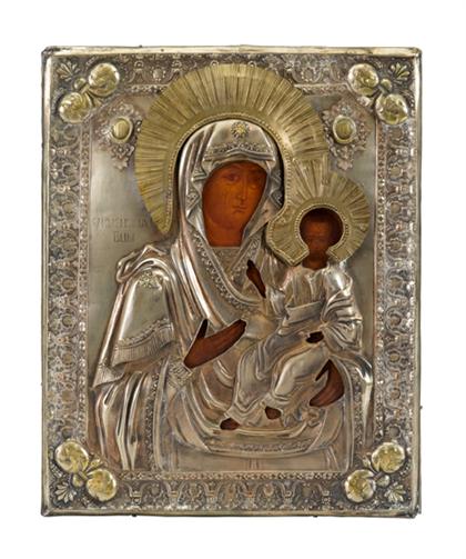 Appraisal: Russian icon of Hodegetria Mother of God th century With