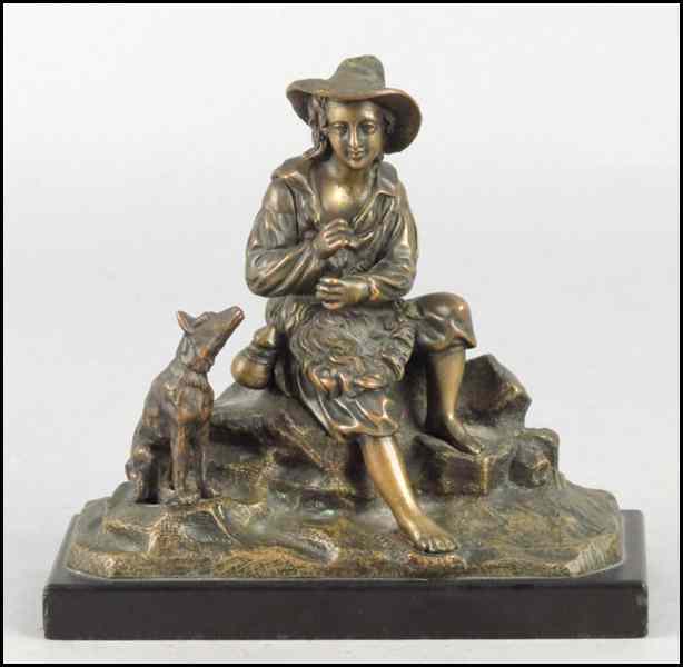 Appraisal: PATINATED BRONZE FIGURE OF A YOUNG MAN Raised on a