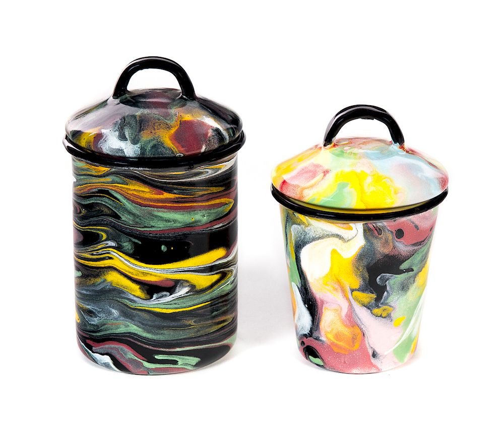 Appraisal: End of Day Graniteware Jars Good original condition Please Email