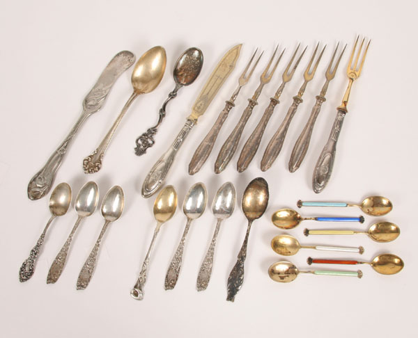 Appraisal: Lot of twenty-two sterling silver flatware items including spoons knives