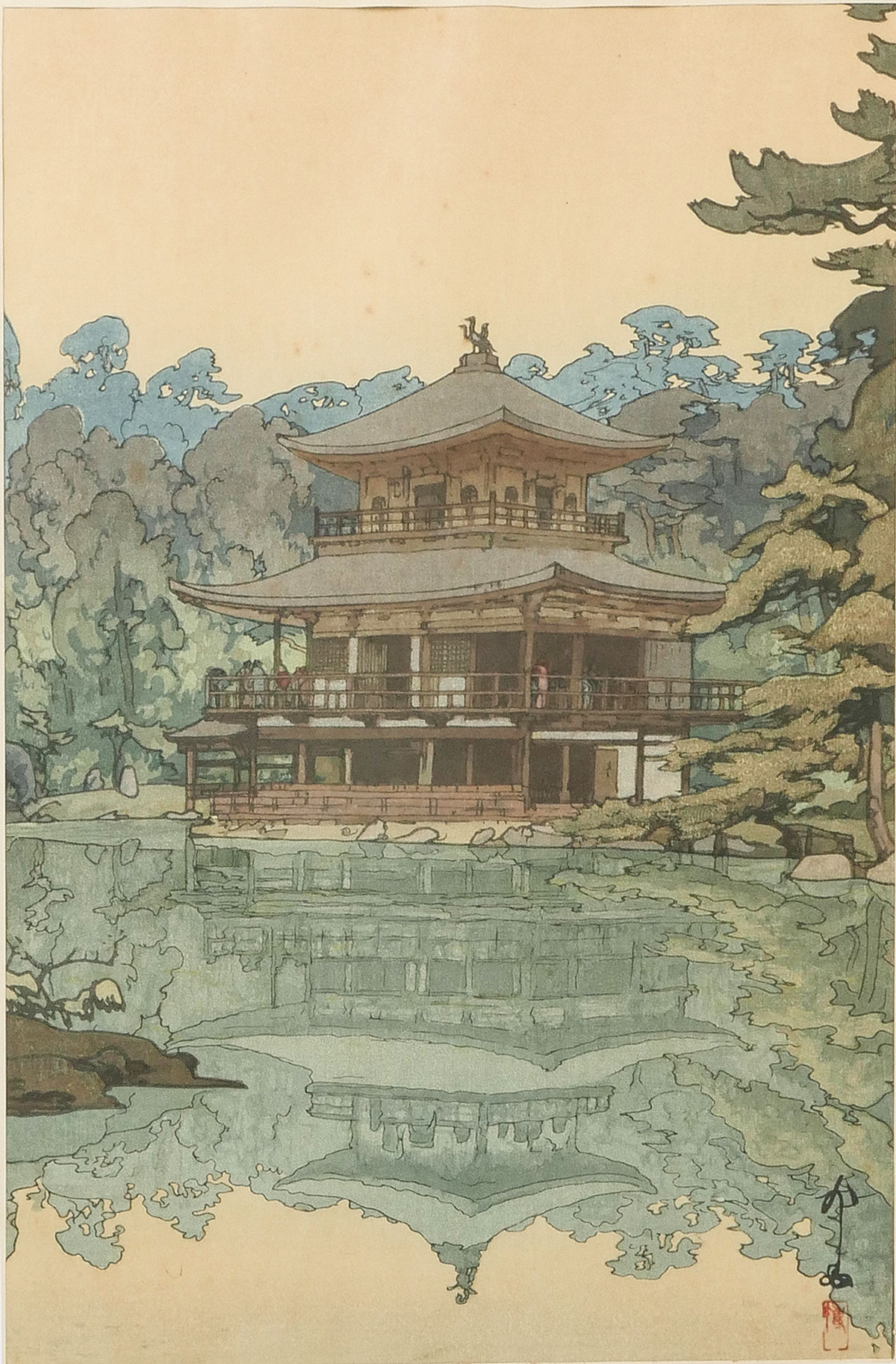 Appraisal: YOSHIDA Hiroshi Japanese - ''Kinka Kuji Temple Kyoto'' sight size