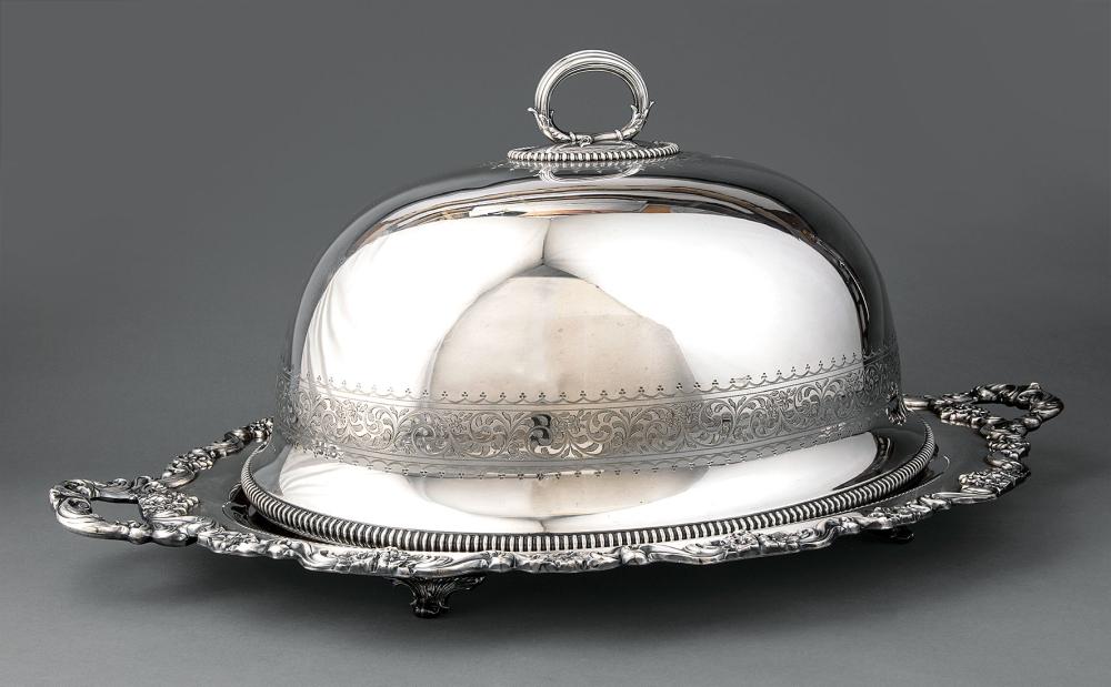 Appraisal: English Silverplate Venison Dome Martin Hall Co Sheffield early th