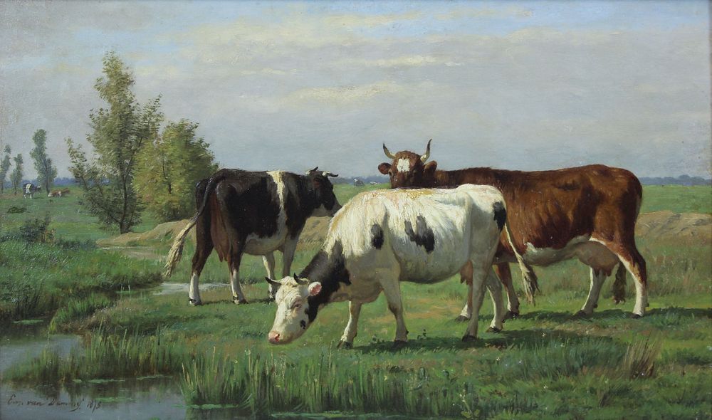 Appraisal: EMILE VAN DAMME-SYLVA BELGIAN - Oil on Panel Cows Signed