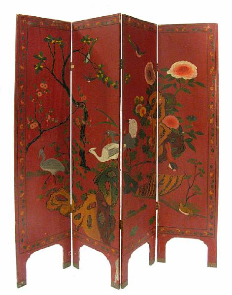 Appraisal: A Chinese four panel screen height ft in widt in