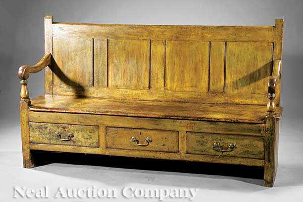 Appraisal: A George III Painted Pine Settle early th c paneled