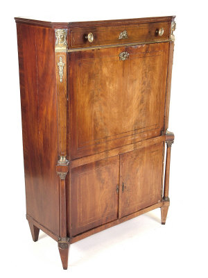 Appraisal: A French Empire mahogany secretaire a abbatant circa with moulded