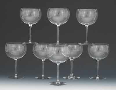 Appraisal: Eight Baccarat Tastevin Pommard Goblets Simple rounded shape slender stem