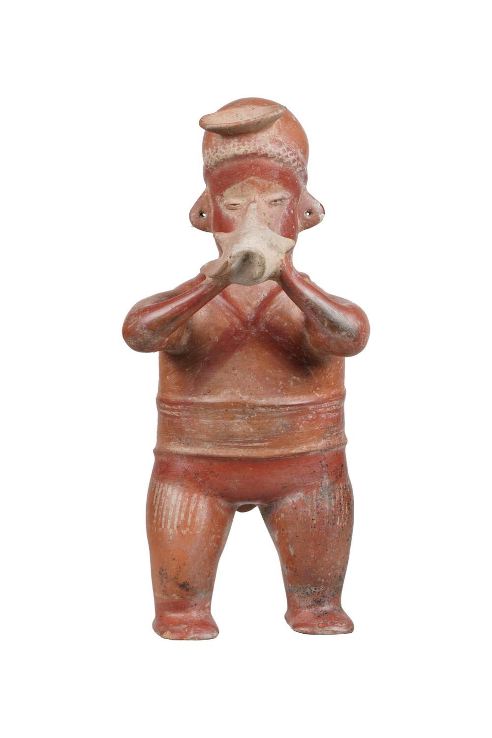 Appraisal: PRE-COLUMBIAN STYLE CERAMIC FIGURE WITH SHELLProvenance The Estate of Donald