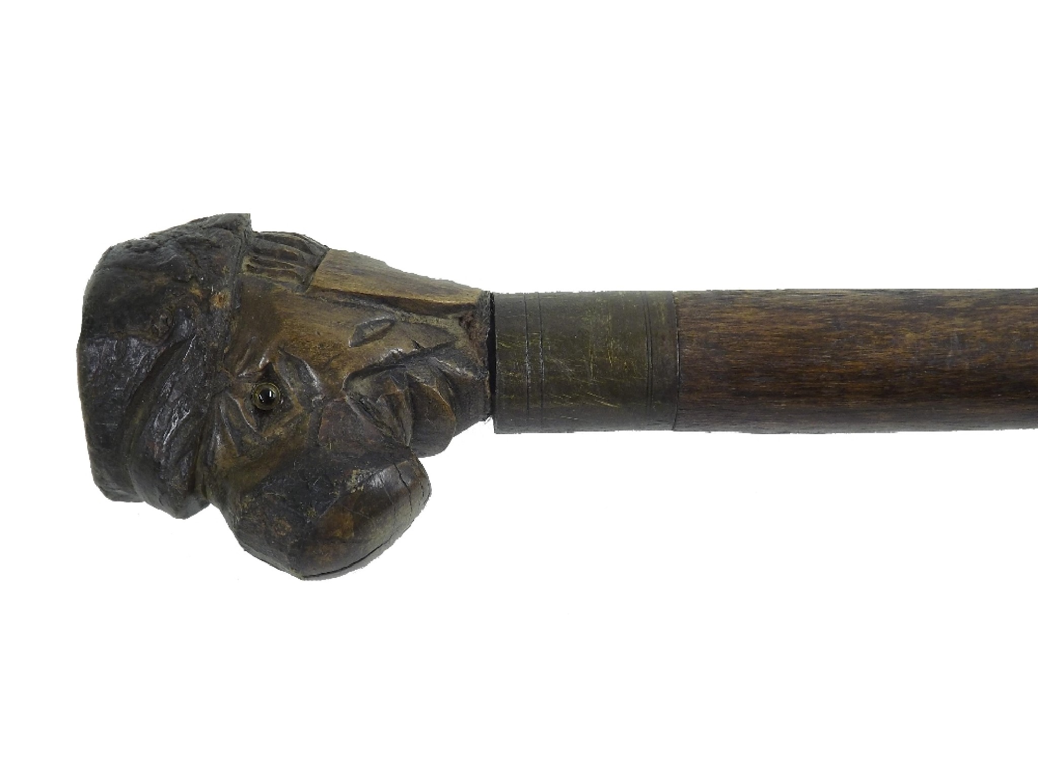 Appraisal: Novelty carved walking stick modelled as a grotesque head long