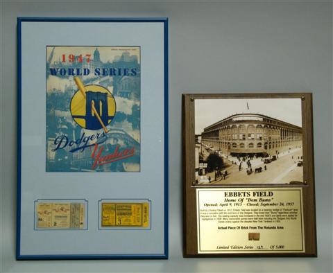 Appraisal: WORLD SERIES FRAMED SET Including a game program a ticket