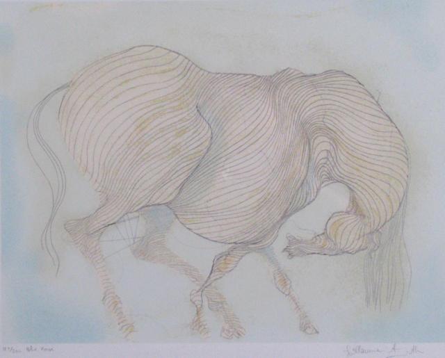 Appraisal: Guillaume Azoulay Calif - x Lithograph ''Blue Horse'' pencil signed