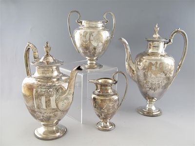 Appraisal: A cased Victorian piece tea and coffee service of classical