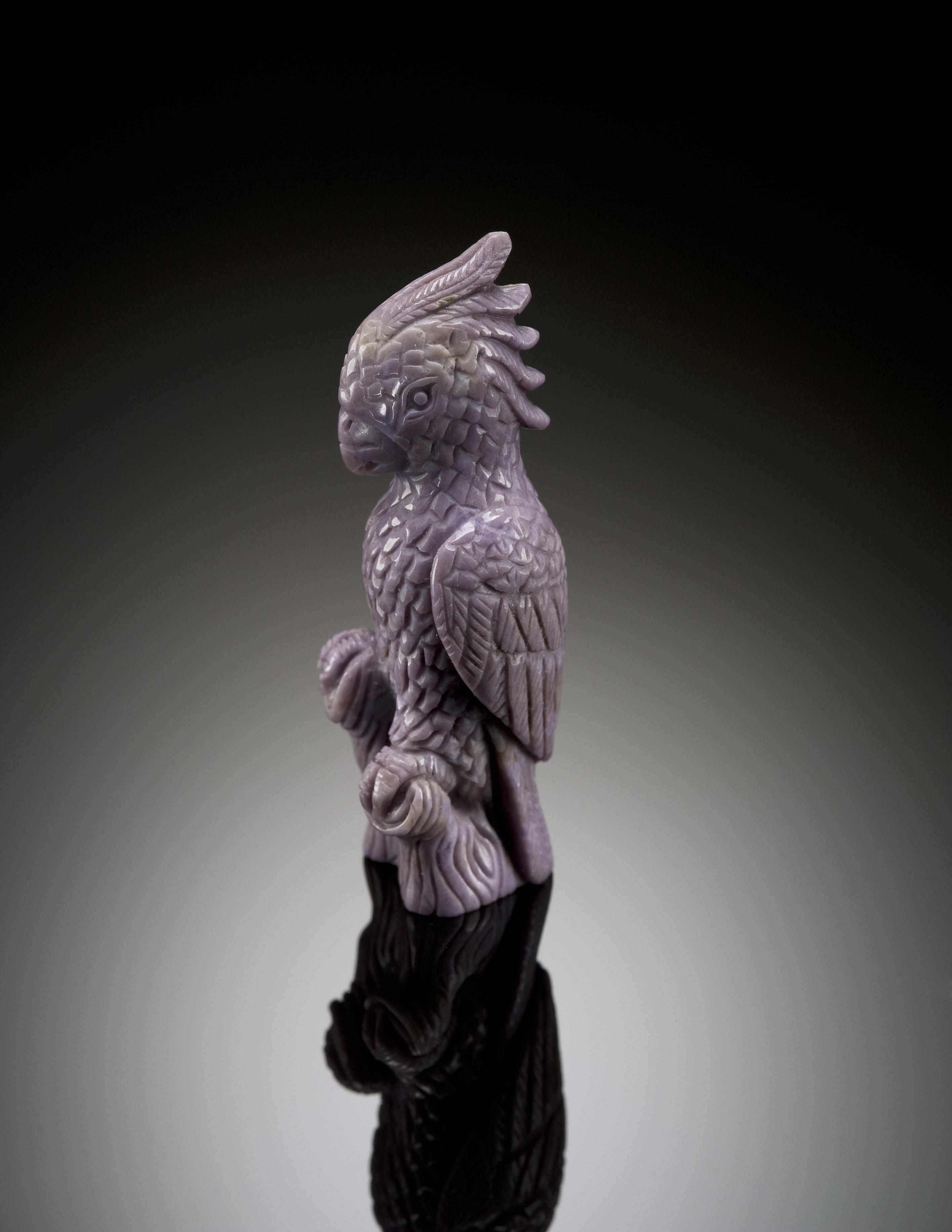 Appraisal: Without Reserve Lavender Jade Carving of a Cockatoo Turkey Realistically