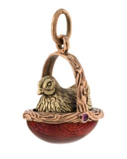 Appraisal: A FABERGE GOLD EGG AND GUILLOCHE ENAMEL PENDANT WITH A